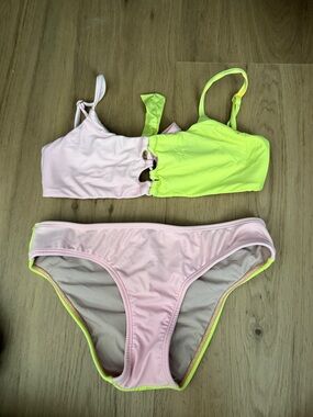 PQ Swim Pink and Neon Yellow Girls Two-Piece Bikini